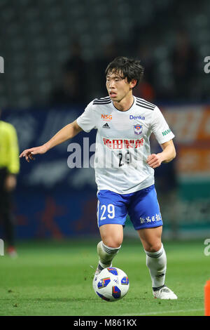 Ajinomoto Stadion, Tokio, Japan. 14 Mär, 2018. Taiki Watanabe (Albirex), 14. MÄRZ 2018 - Fußball: 2018 J.-Liga YBC Levain Cup Gruppe ein Match zwischen FC Tokyo 1-0 Albirex Niigata an Ajinomoto Stadion, Tokio, Japan. Credit: yohei Osada/LBA SPORT/Alamy leben Nachrichten Stockfoto