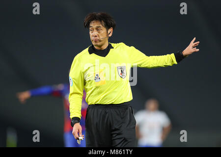 Ajinomoto Stadion, Tokio, Japan. 14 Mär, 2018. Ä Yuichi Nishimura, 14. MÄRZ 2018 - Fußball: 2018 J.-Liga YBC Levain Cup Gruppe ein Match zwischen FC Tokyo 1-0 Albirex Niigata an Ajinomoto Stadion, Tokio, Japan. Credit: yohei Osada/LBA SPORT/Alamy leben Nachrichten Stockfoto