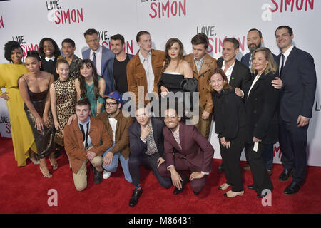 Los Angeles, Kalifornien. 13 Mär, 2018. Cast an der 'Liebe, Simon' Special Screening am Westfield Century City am 13. März in Los Angeles, Kalifornien 2018. | Verwendung weltweit/picture Alliance Quelle: dpa/Alamy leben Nachrichten Stockfoto