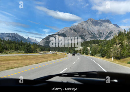 Road Trip in die kanadischen Rocky Mountains, Banff, National Park, BC, Kanada Stockfoto