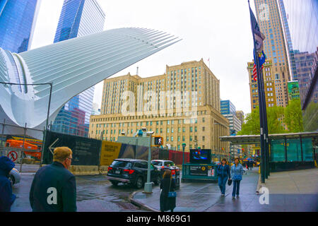 New York City, Vereinigte Staaten von Amerika - Mai 01, 2016: Die Oculus im World Trade Center Verkehrsknotenpunkt Stockfoto