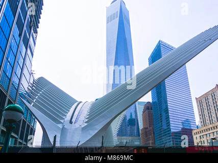 New York City, Vereinigte Staaten von Amerika - Mai 01,2016: Oculus im World Trade Center Verkehrsknotenpunkt Stockfoto