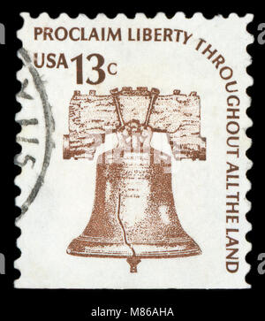 Vereinigte STAATEN VON AMERIKA - ca. 1975: einen Stempel in den USA gedruckten zeigt Liberty Bell, Serie, ca. 1975 Stockfoto