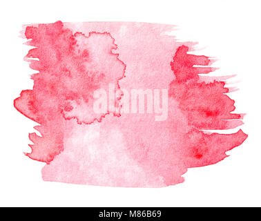Abstrakt rot Aquarell splash auf weißem Hintergrund Stockfoto
