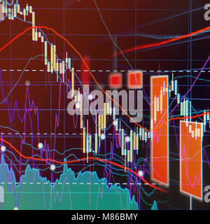 Baissemarkt - Börse Grafiken und Diagramme - finanziellen und geschäftlichen Hintergrund Stockfoto