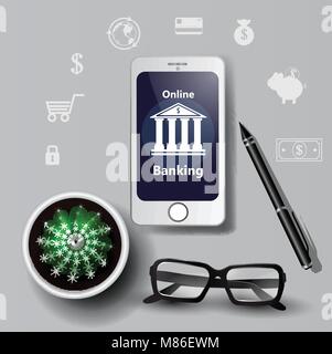 Konzept für mobile-Banking und Online-Zahlung Stock Vektor