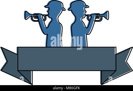 Silhouette von Soldaten spielen Trompete Vector Illustration Design Stock Vektor