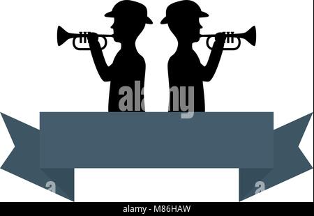 Silhouette von Soldaten spielen Trompete Stock Vektor