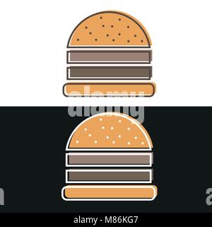 Burger logo Emblem farbigen Linienstil Stock Vektor