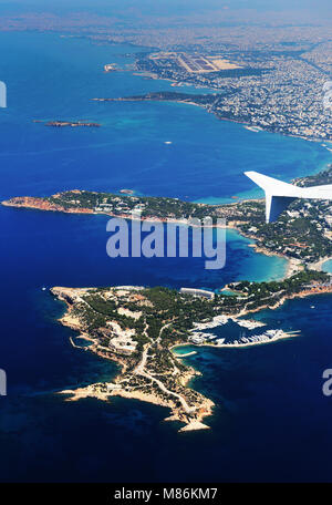 Luftaufnahme von Vouliagmeni in Griechenland. Stockfoto