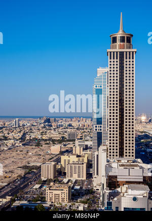 Dubai International Financial Centre, Erhöhte Ansicht, Dubai, Vereinigte Arabische Emirate Stockfoto