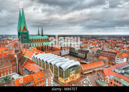 Luftaufnahme von Lübeck, Schleswig-Holstein, Deutschland Stockfoto