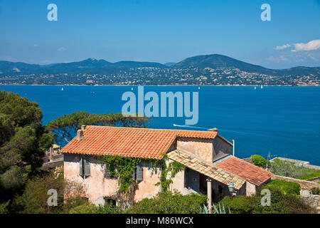 Blick von der Zitadelle auf Golf von Saint Tropez, Côte d'Azur, Südfrankreich, Cote d'Azur, Frankreich, Europa Stockfoto