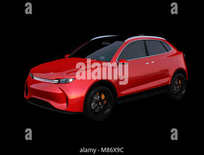 Rot Metallic elektrische SUV-Konzept Auto auf dem Boden. 3D-Bild. Original Design. Stockfoto