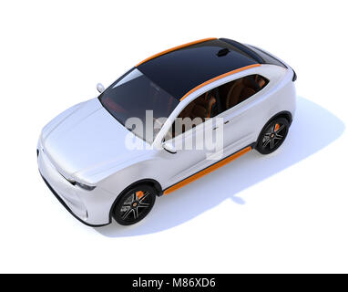 Weiß elektrische SUV Concept Car auf weißem Hintergrund. 3D-Bild. Original Design. Stockfoto