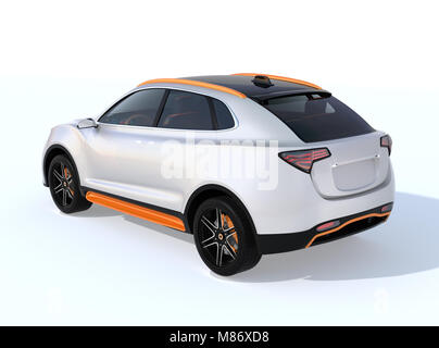 Weiß elektrische SUV Concept Car auf weißem Hintergrund. 3D-Bild. Original Design. Stockfoto