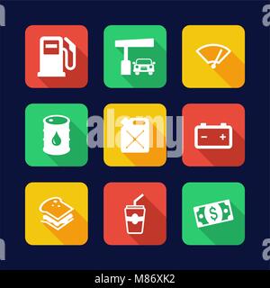 Gaspumpe Symbole, flache Bauweise Stock Vektor