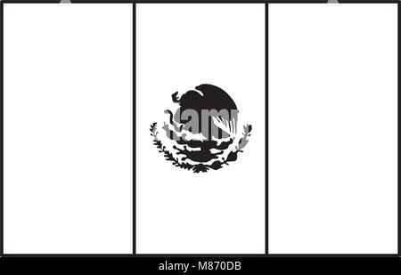 Mexikanische Flagge Symbol auf weißem Hintergrund, Vector Illustration Stock Vektor