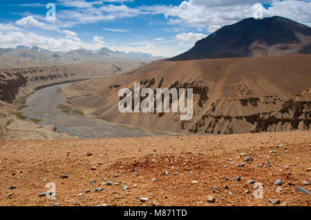 Sumkhel Lungpa River Valley, Sumkhar Tokpo, Pang Canyon, Pang, Himalaya, Jammu und Kaschmir, Indien Stockfoto