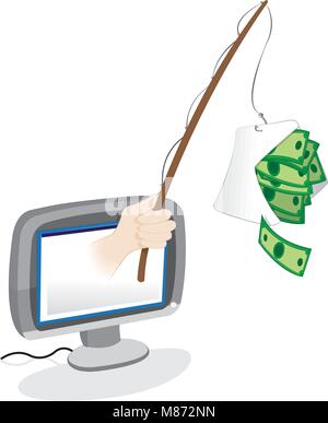 Phishing mail Banknote-spam-Konzept Stock Vektor