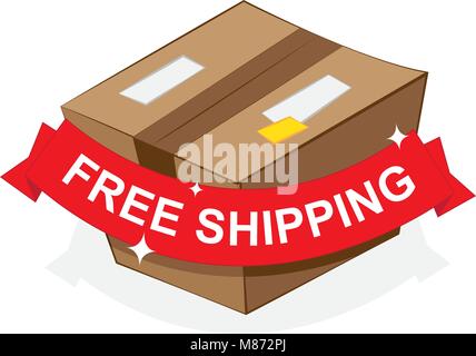 Kostenloser Versand Band auf Karton Stock Vektor