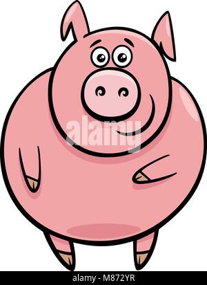 Cartoon Illustration der netten lustigen Schweine oder Ferkel Farm Animal Charakter Stock Vektor