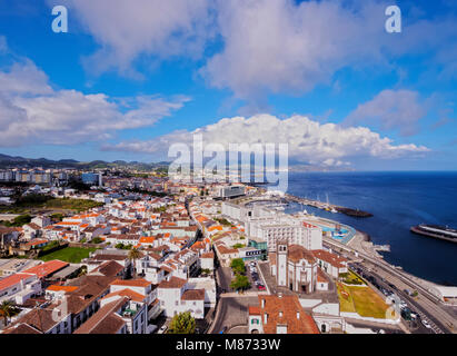 Ponta Delgada, Erhöhte Ansicht, Sao Miguel, Azoren, Portugal Stockfoto