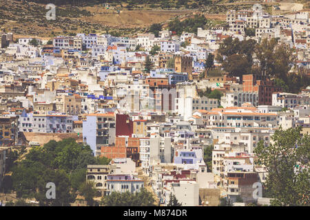 Luftaufnahme von Chefchaouen, Marokko Stockfoto