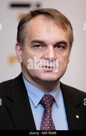 Warschau, Pommern/Ostsee/Polen - 2008/08/13: Waldemar Pawlak, Stellvertretender Premierminister von Polen und Führer der polnischen Bauernpartei PSL während ein, drücken Sie BESPRE. Stockfoto