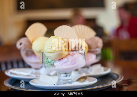 Eis Wüste in ein Restaurant, Cafe Stockfoto