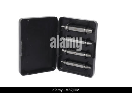 Schraubenset Extractor in schwarzem Kunststoff-Box Stockfoto