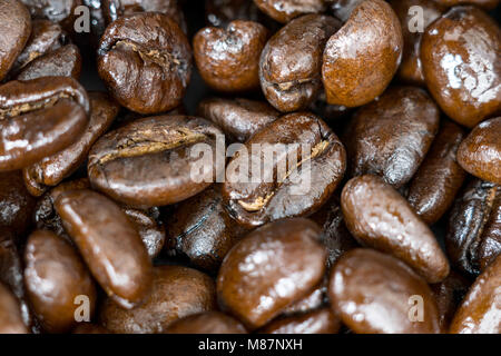 Makroaufnahme von Kaffeebohnen Stockfoto