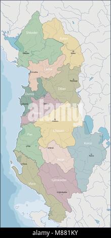 Albanien ist ein Land in Südosteuropa. Stock Vektor