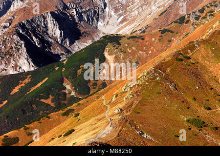 Polen, Tatra, Zakopane - Czerwone Wierchy, Krzesanica und Rozpadla Gran gipfeln, Rozpadla Tal Stockfoto