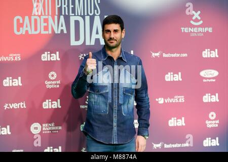 Teneriffa, Spanien. 15. März, 2018. Melendi während des Cadena Dial Awards 2018 gefeiert auf Teneriffa, Spanien, am 15. März 2018. Foto: Oscar J. Barroso/AFP 7 Credit: CORDON Cordon Drücken Sie die Taste/Alamy leben Nachrichten Stockfoto