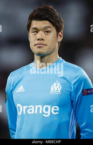 Hiroki Sakai (Marseille), 15. MÄRZ 2018 - Fußball: UEFA Europa League Runde 16 2. bein Übereinstimmung zwischen Athletic Club de Bilbao 1-2 Olympique de Marseille im Estadio de San Mames in Bilbao, Spanien. (Foto von mutsu Kawamori/LBA) [3604] Stockfoto