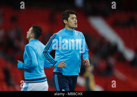 Hiroki Sakai (Marseille), 15. MÄRZ 2018 - Fußball: UEFA Europa League Runde 16 2. bein Übereinstimmung zwischen Athletic Club de Bilbao 1-2 Olympique de Marseille im Estadio de San Mames in Bilbao, Spanien. (Foto von mutsu Kawamori/LBA) [3604] Stockfoto