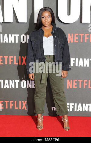 London, Großbritannien. 15 Mär, 2018. RAY BLK, der Defiant - Netflix Spezielle erste Episode Screening, Ritzy Picturehouse Brixton, London, UK, 15. März 2018, Foto von Richard Goldschmidt Credit: Rich Gold/Alamy leben Nachrichten Stockfoto