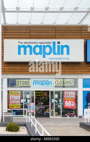 Maplin elektrische Filialschließung in Krone Wharf Shopping Park in Walsall, West Midlands Stockfoto