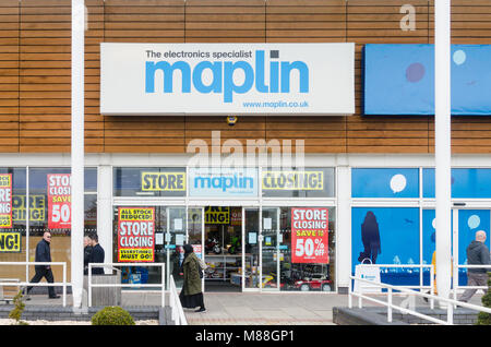 Maplin elektrische Filialschließung in Krone Wharf Shopping Park in Walsall, West Midlands Stockfoto