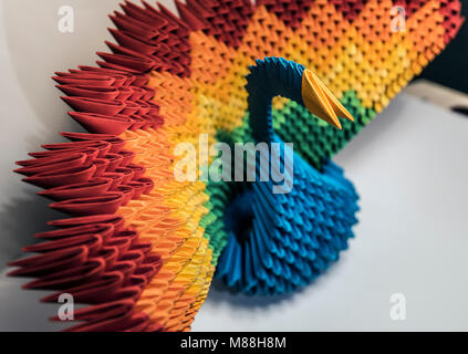 Origami Papier bunte Vogel Makro Nahaufnahme Stockfoto