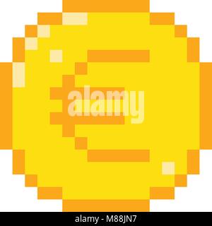 Vector 8 bit Pixel kunst Euro Symbol. Farbe Konzept von Euro Währung. Stock Vektor