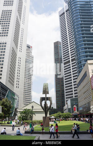 Mitte der Raffles Place, Innenstadt, Zentrum, Singapur Insel (Pulau Ujong), Singapur Stockfoto