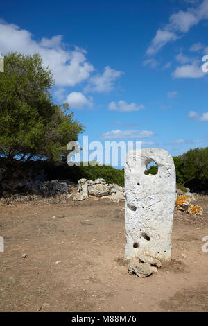 Die megalithischen monolith Steine im Talatí de Dalt Siedlung, Menorca, Balearen, Spanien Stockfoto