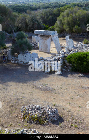 Die megalithischen monolith Steine im Talatí de Dalt Siedlung, Menorca, Balearen, Spanien Stockfoto