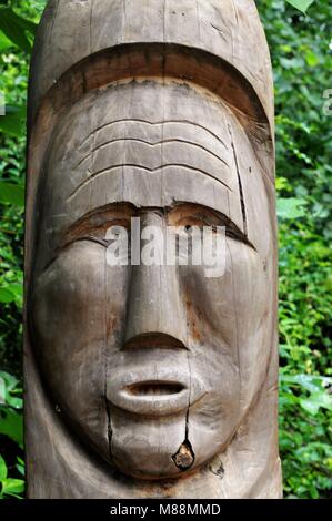 Totem Pole an der Powhatan indischen Dorf an der Jamestown, Virginia Stockfoto