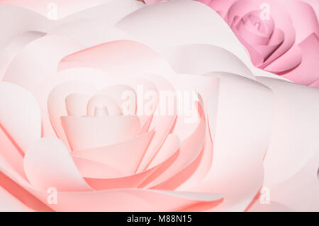 Rosen aus Papier rosa Farbe close-up für eine Vorlage oder Mock-up-Layout Stockfoto
