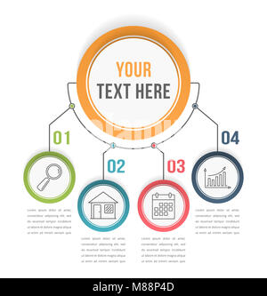 Infografik Vorlage mit vier Schritte und Optionen, Workflow, Prozessdiagramm, Vector EPS 10 Abbildung Stockfoto