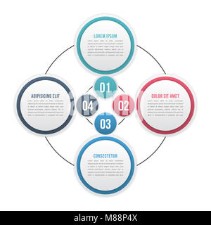 Kreis Diagramm mit vier Elementen oder Schritte, Cycle Prozess Diagramm, Workflow, Infografik, Vector EPS 10 Abbildung Stockfoto