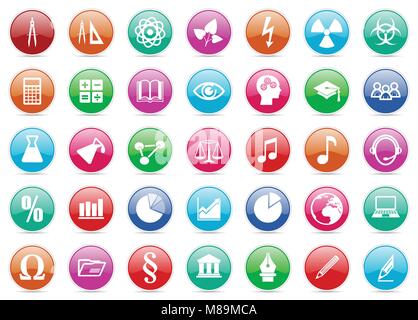 Set aus bunten Bildung und Wissenschaft Vector Icons Stock Vektor